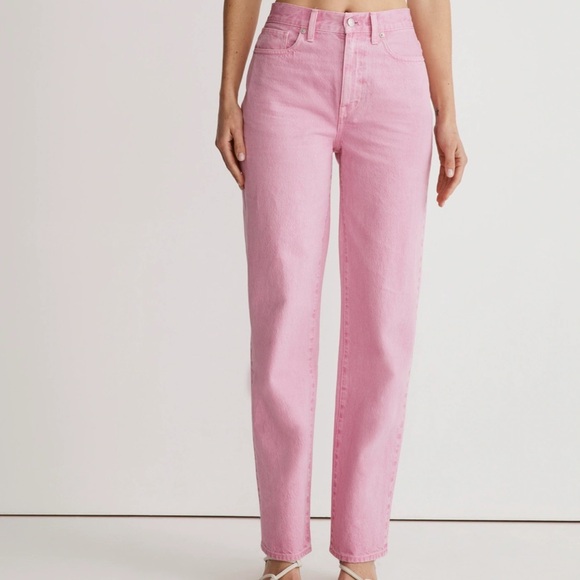 New NWOT Madewell Baggy Straight Jeans Retro Pink Sz 25 - Picture 3 of 10